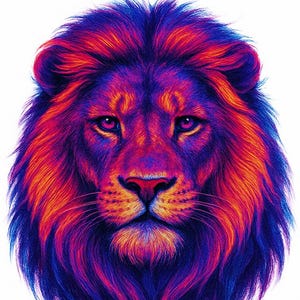 Neon Gorilla, Lion, Elephant Wall Art Print – Bold Electric Jungle Animal Poster – White Background Modern Decor