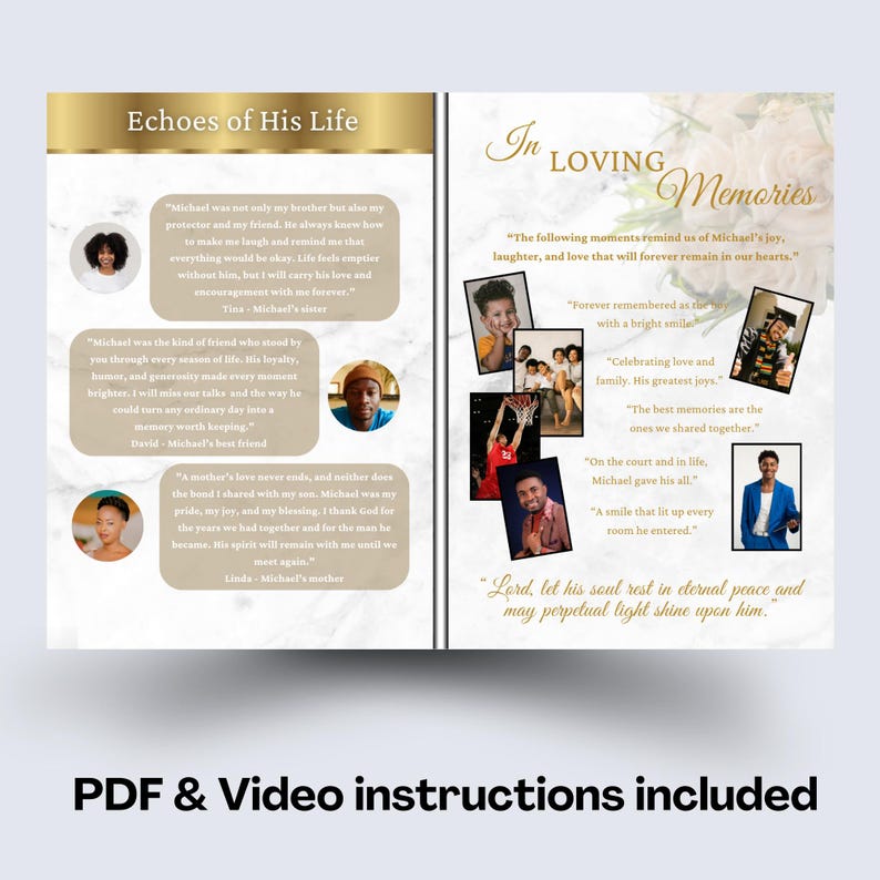 Funeral Program, 8 Page Celebration of Life Template, Obituary Booklet ...