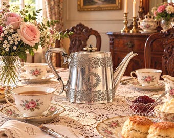 Antique  P Bros. EPNS  Silver Plated Ornate Tea Pot  1890-1910