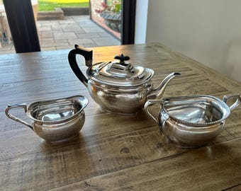 James Dixon and Sons Tea Pot, Creamer, Sugar JD&S EPBM