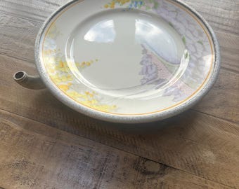 Victorian  Floral Aluminium and Ceramic Plate warmer c 1900