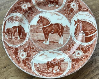 Vintage Equestrian commemorative shire horse official collectible, display cabinet plate Weatherby & Sons Hanley England