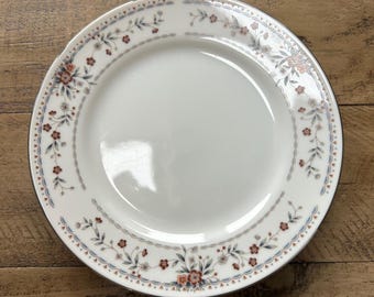 Vintage WP Japan Claremont Fine Porcelain small Plate, Floral Silver Rim