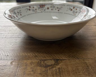 Vintage WP Japan Claremont Fine Porcelain LargeServing Dish  Floral Silver Rim 23cm