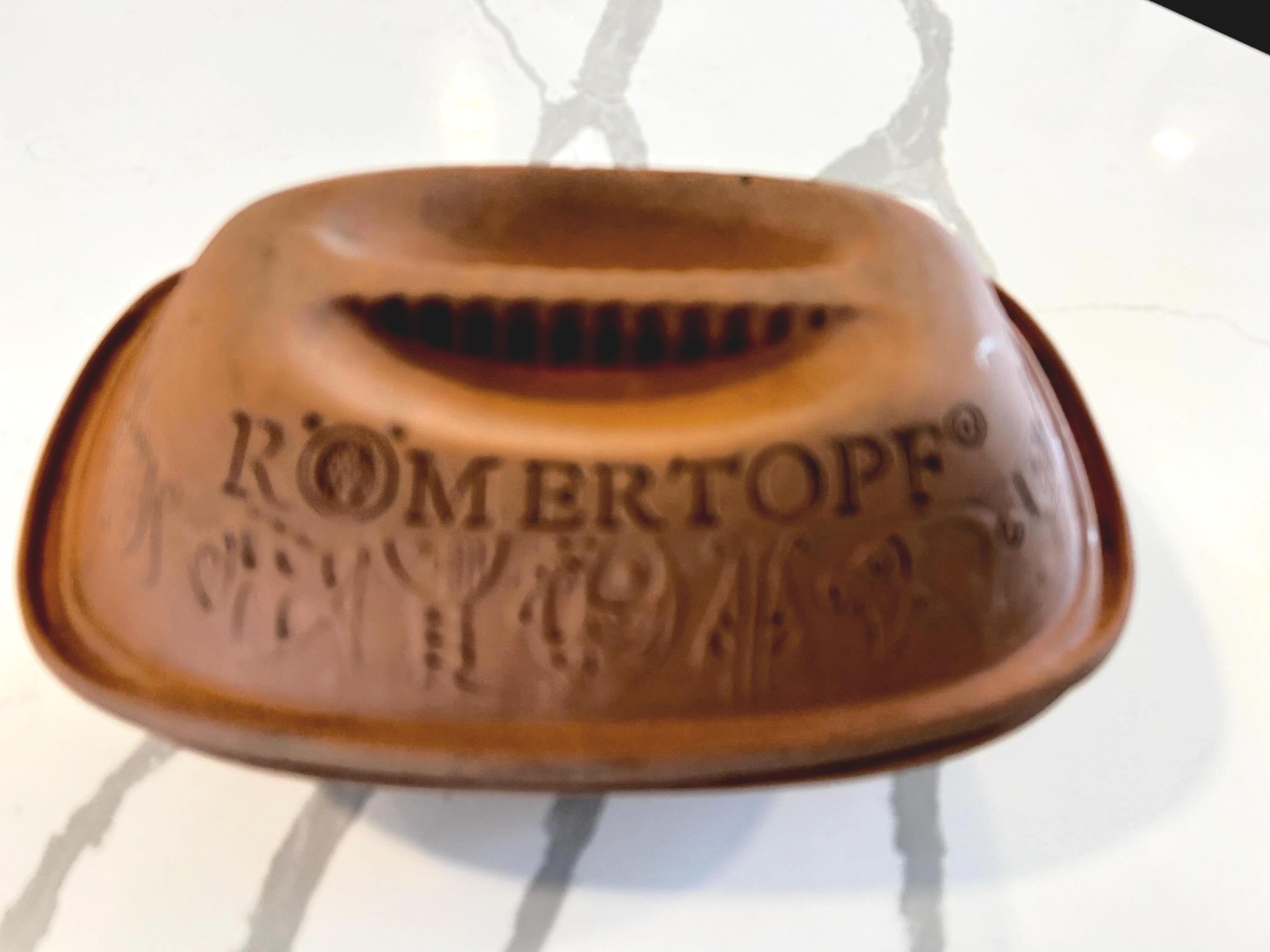 Vintage W Germany Romertopf Large Terracotta Embossed Clay Baker
