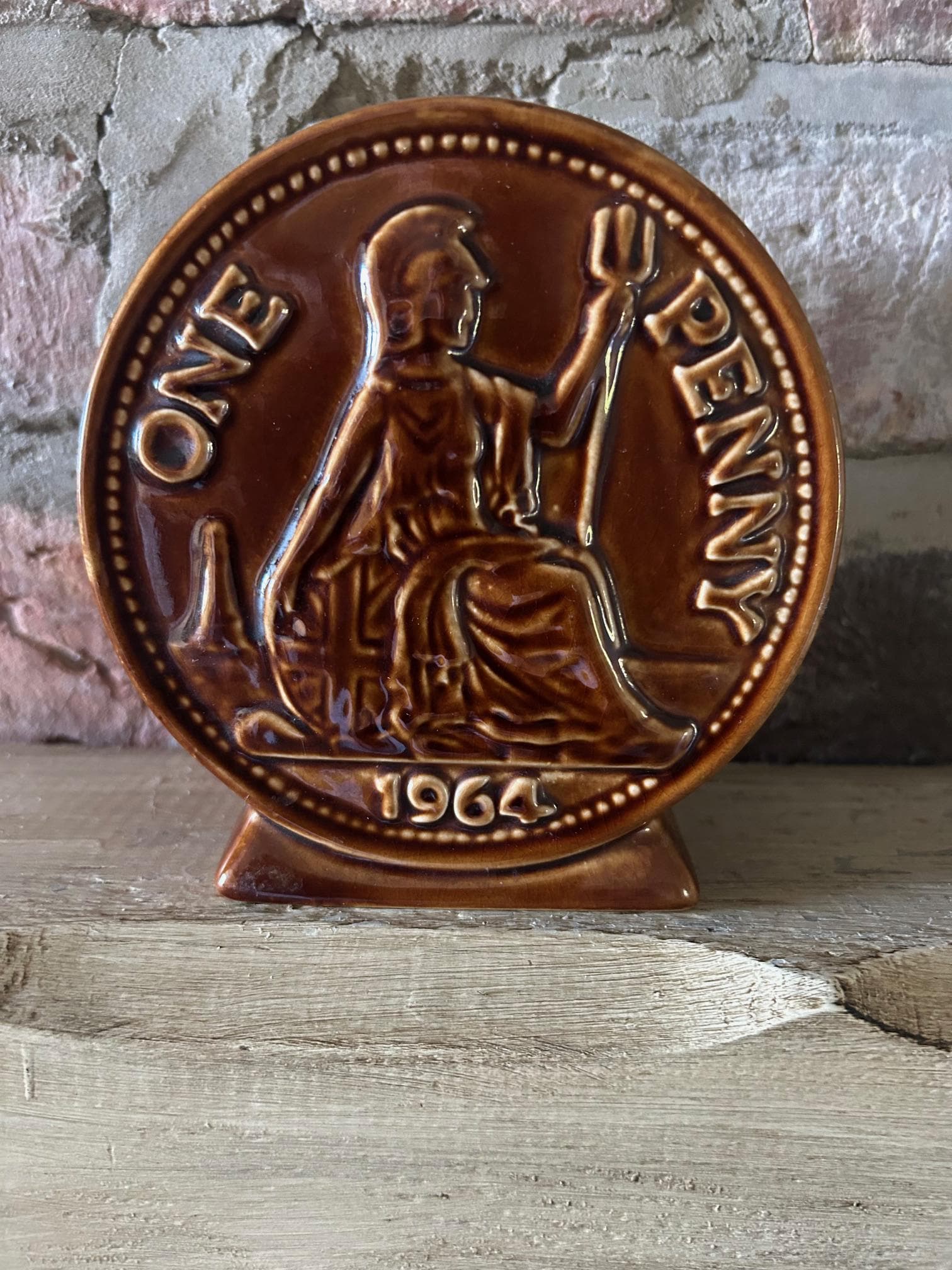 Vintage '1964 One Penny' Money Box Glazed Ceramic - Etsy