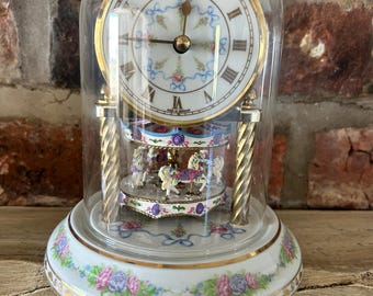 Vintage The Franklin Mint, Porcelain, Carousel Horse, Anniversary Clock, Dentzel  Clock, 7 Inch Germany, 1980s