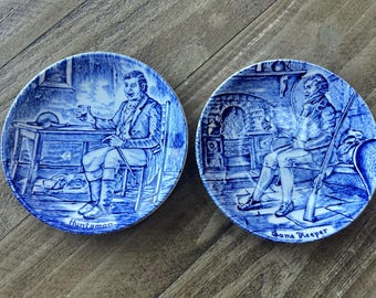 Vintage Enoch Wedgwood Transferware Plates, Game Keeper, Huntsman c1960s