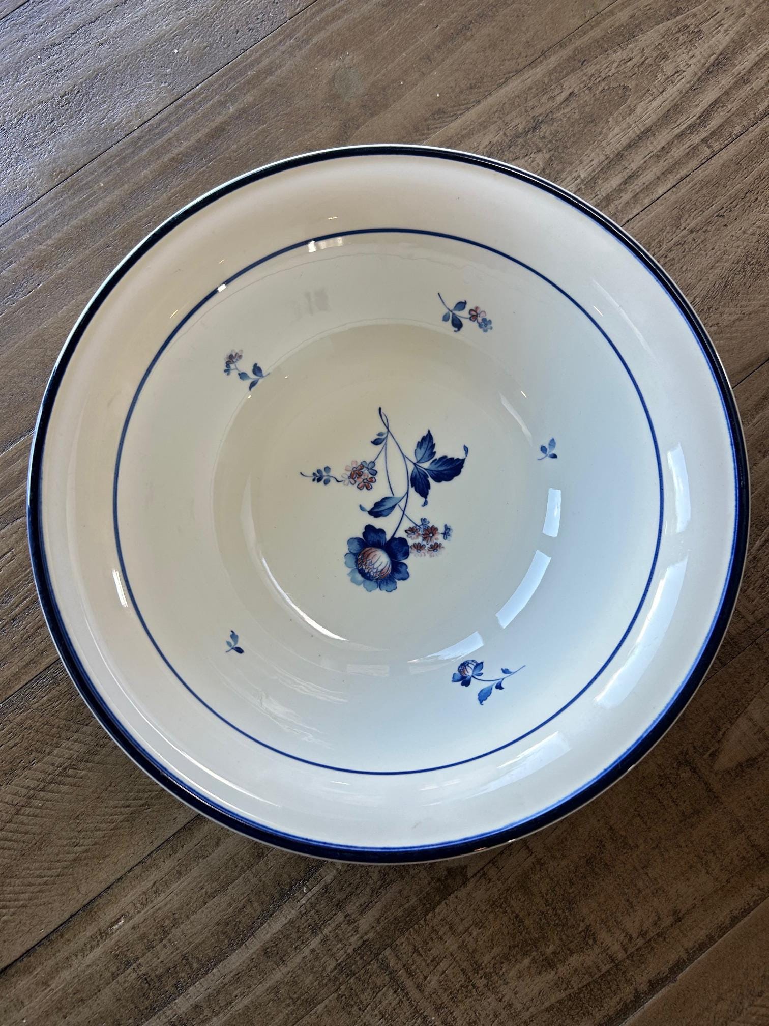 Vintage Noritake China Blue Chintz 9104 Pattern Round Vegetable