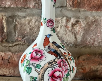 Antique Whieldon Ware Pheasant Vase: English Chinoiserie Decor, F. Winkle & Co.