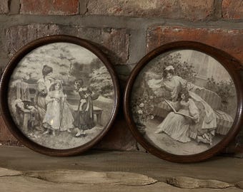 Two very rare circular sketches signed by George Sheridan Knowles from 1905