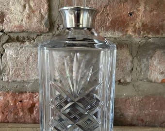 Vintage Silver Collared Cut Glass Decanter Sheffield 1975