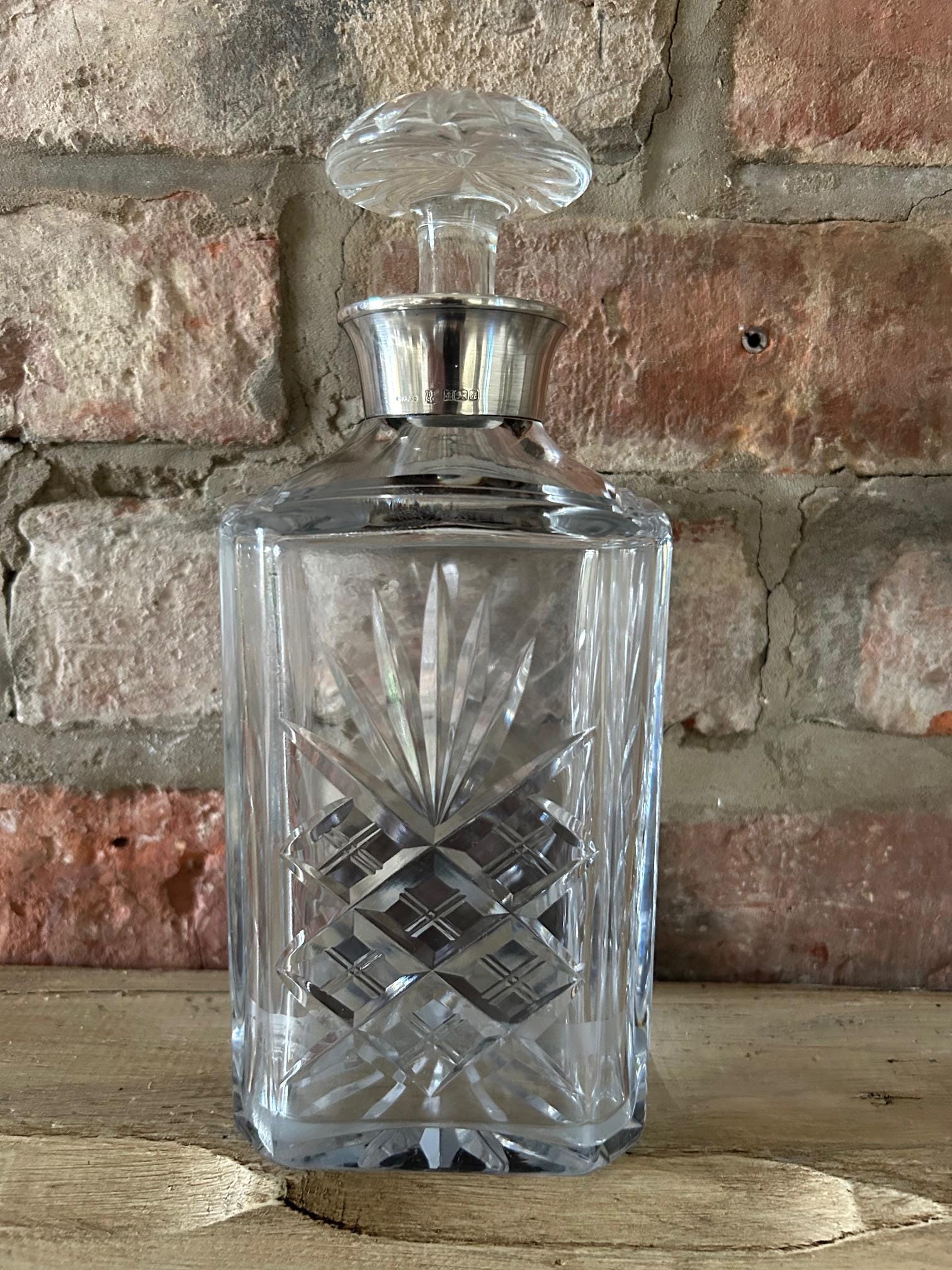 Vintage Silver Collared Cut Glass Decanter Sheffield 1975 - Etsy