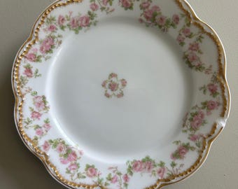 Vintage Theodore Haviland Limoges Bread Plate: Pink Rose, Princess Pattern