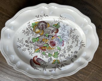 Vintage Royal Doulton Serving Platter, Oval, “Hampshire” Floral, Made in England, D6141 1950s