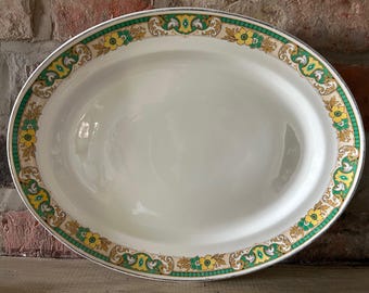 Antique Losol Ware Keeling and Co Burslem Pompadour Large Oval Platter 1920s-1930s