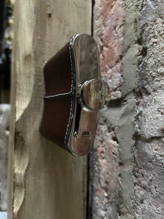 ヴィンテージレザーステンレススチールヒップフラスコ 6オンス - Etsy 日本