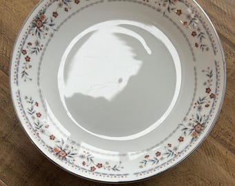Vintage WP Japan Claremont Porcelain Bowl, Floral Silver Rim (14 cm)