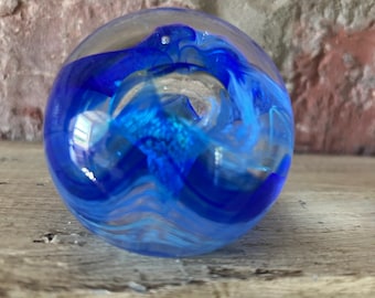 Small Vintage Collectable Caithness 'Moon Crystal' Paperweight - Scotland - Diameter 5 cm