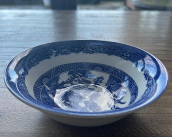 Vintage Johnson Bros Blue and White 'Willow’ Desert Dish - 15 cm Diameter
