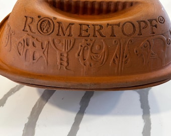 Vintage W Germany Romertopf Large Terracotta Embossed Clay Baker