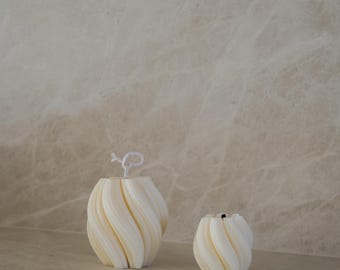 Swirl Pillar Candle | Coconut–Beeswax Blend Candle | Hand-Poured, Natural Home Decor, Timeless Design