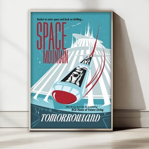 Space Mountain Tomorrowland Vintage Poster Art, Retro Disneyland Print, Future Living Wall Decor, Disney Sci-Fi Digital Download