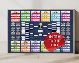 FIFA World Cup 2026 Wall Chart Poster - Printable Soccer Tournament Bracket - All Matches and Groups - PT & ET Times - Easy to print