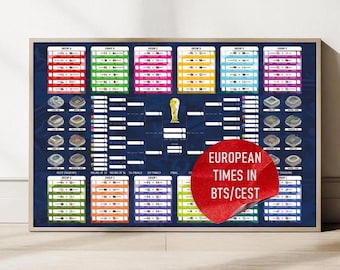 FIFA World Cup 2026 Wall Chart Poster - Printable football Tournament Bracket - All Matches and Groups - BST & CEST Times - Easy to print
