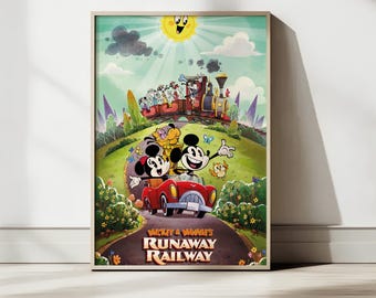 Mickey & Minnie's Runaway Railway Poster | Disney Wall Art Decor | Mickey Mouse Digital Print | Colorful Cartoon Art | 2:3 Ratio File