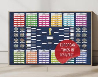 FIFA World Cup 2026 Wall Chart Poster - Printable football Tournament Bracket - All Matches and Groups - CEST & EEST Times - Easy to print