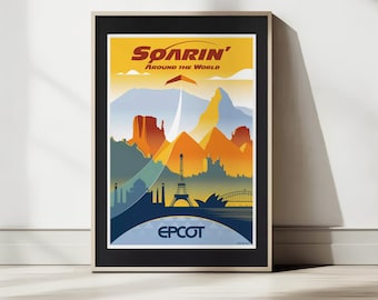 Vintage Soarin' Around the World Poster - Epcot World Showcase Art - Retro Travel Print - Digital Download - EPCOT