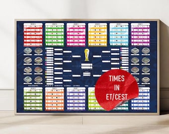 FIFA World Cup 2026 Wall Chart Poster - Printable Soccer Tournament Bracket - All Matches and Groups - CEST & ET Times - Easy to print