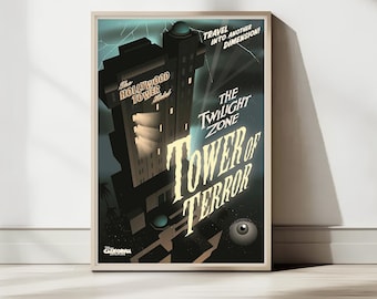 Twilight Zone Tower of Terror Poster, Hollywood Tower Hotel Wall Art, Retro Disney Park Decor, Spooky Digital Print, 2:3 Ratio Download