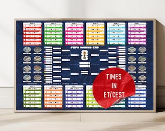 FIFA World Cup 2026 Wall Chart Poster - Printable Soccer Tournament Bracket - All Matches and Groups - CEST & ET Times - Easy to print