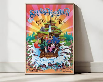 Vintage Splash Mountain Poster Print - Retro Disney World Frontierland Art - Laughin' Splashin' Fun - Digital Download - High Res 2:3 Ratio