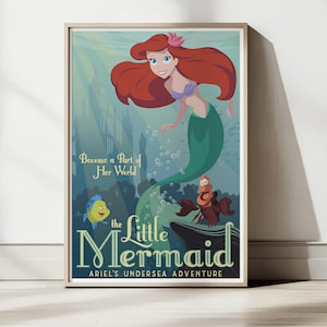 Ariel's Undersea Adventure Poster, Orlando Magic Kingdom Attraction Art, Nursery Wall Decor, Theme Park Digital Download, 2x3 Ratio