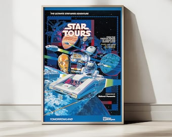Vintage Star Tours Poster Print - Retro Tokyo Disneyland Art - Tomorrowland Star Wars Adventure - Digital Download - High Resolution 2:3