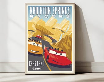 Radiator Springs Racers Poster, Cars Land Wall Art, Disney California Adventure Print, Retro National Park Style Decor, 2:3 Digital Download