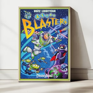 Buzz Lightyear Astro Blasters Poster, Tomorrowland Retro Wall Art, Space Ranger Digital Print, Toy Story Fan Gift, Disneyland, Magic Kingdom