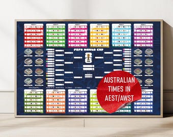 FIFA World Cup 2026 Wall Chart Poster - AEST Timezone - Australia Soccer Schedule - Printable Tournament Bracket - All Matches & Groups