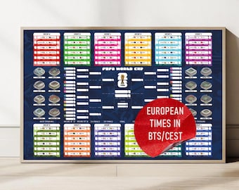 FIFA World Cup 2026 Wall Chart Poster - Printable football Tournament Bracket - All Matches and Groups - BST & CEST Times - Easy to print