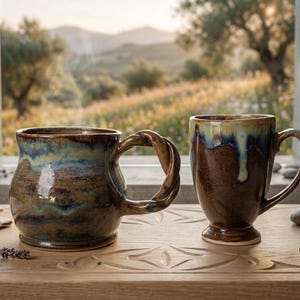 Taza de cerámica de la colección Earthy de Highland Hearth: “Eimer” y “Shannon” / Taza de cerámica rústica hecha a mano