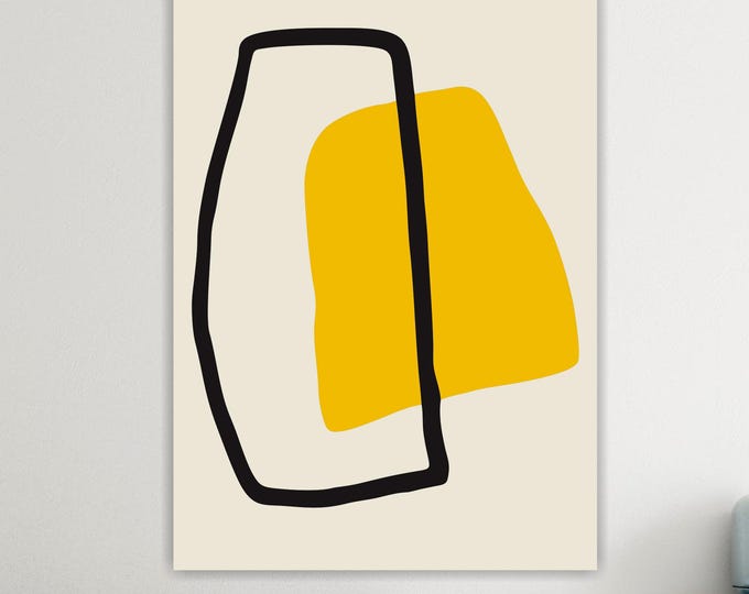Abstract White and Yellow Bauhaus Canvas Print: Art Reproduction Ready to Hang