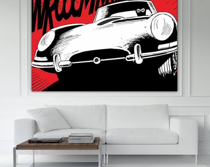 Diabolik Red Jaguar Canvas Print: Italian Comic Art Reproduction