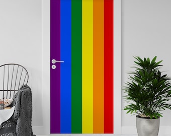 Sticker Decal for Door, Window, Fridge, LGBT rainbow lines, Peel and Stick PVC Self-adhesive Wrap