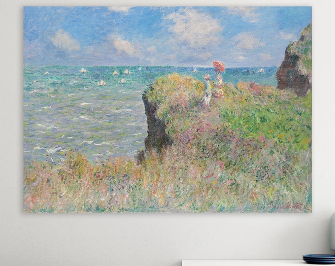Monet Cliff Walk Canvas Print: Art Reproduction, Ready to Hang or Rolled Canvas