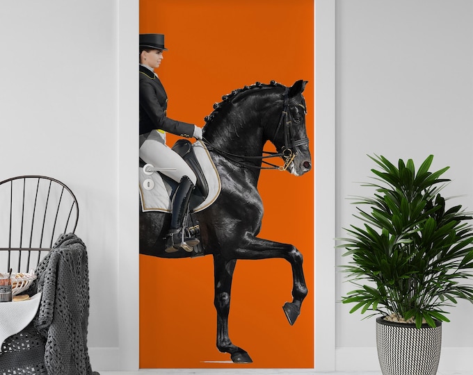Sticker Decal for Door, Window, Fridge, Dressage Orange, Peel and Stick PVC