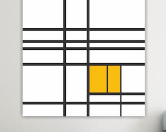 Mondrian Bauhaus02, Abrstract & Geometric Art: Handmade Canvas Print Ready to Hang