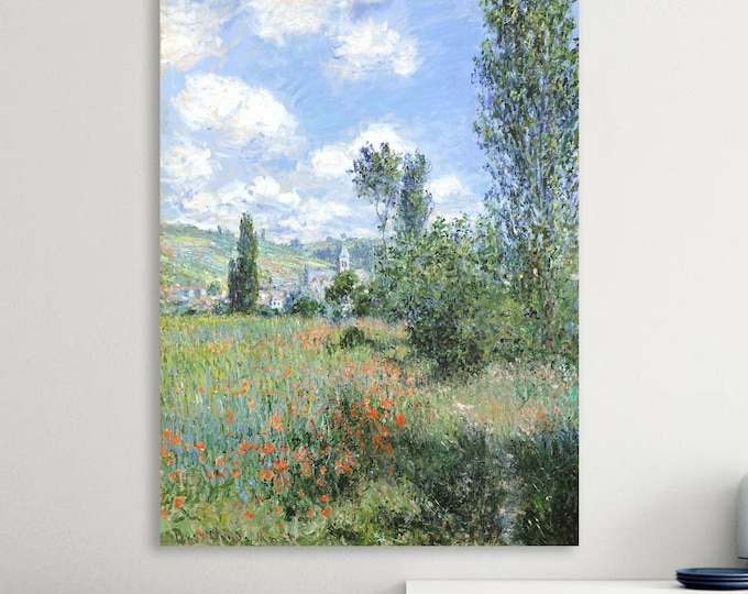 Monet Vetheuil View Canvas Print: Art Reproduction, Ready to Hang or Rolled Canvas